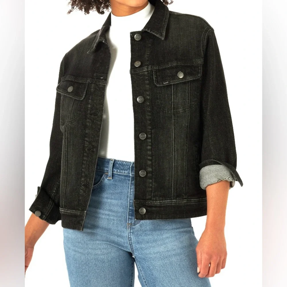 NEW Lee Women's Sz XXL Heritage Premium Stretch Classic Fit Black Denim Jacket - Picture 1 of 12
